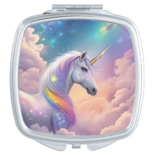 Dreamy Unicorn Glitter Pastel Galaxy Cosmic Clouds Compact Mirror