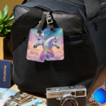 Dreamy Unicorn Glitter Pastel Galaxy Cosmic Clouds Luggage Tag<br><div class="desc">A white unicorn emerges from pastel sunset clouds, framed by glowing star clusters and a deepening sky that fades into dreamy turquoise. A rainbow stripe flows through its mane, adding charm and pride to every journey. Perfect for pastel lovers and those who travel with magic. Customize the back to make...</div>