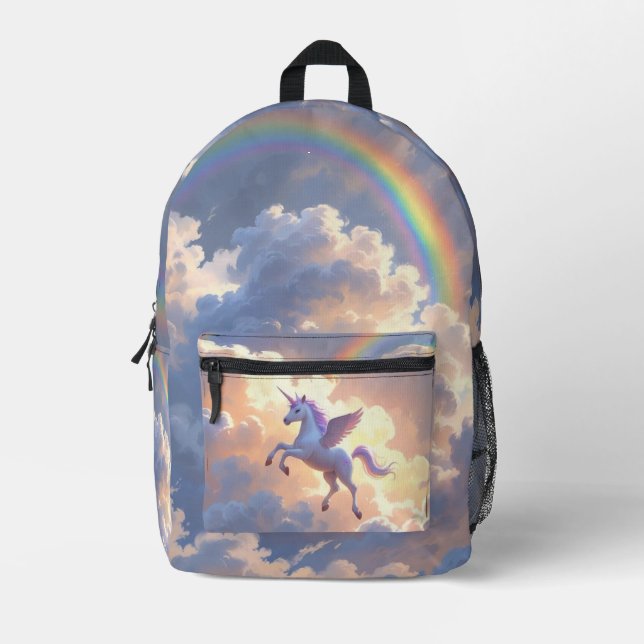 Dreamy Unicorn Glow – Magical Kids Design Printed Backpack (Front)