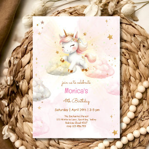 Dreamy unicorn kids birthday invitation