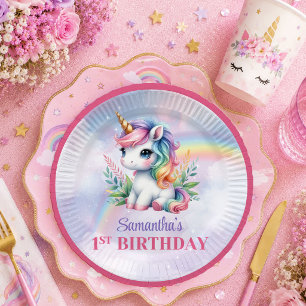 Dreamy Unicorn Pastel Colors Girl Birthday Paper P Plates