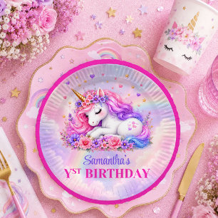Dreamy Unicorn Pastel Colors Girl Birthday Plates