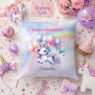 Dreamy Unicorn Pink Purple Girl Birthday Party Pil Throw Pillow