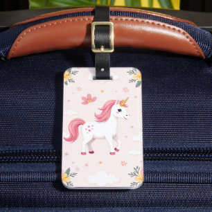 Dreamy Unicorns, Rainbows, Flowers, Cute Luggage Tag