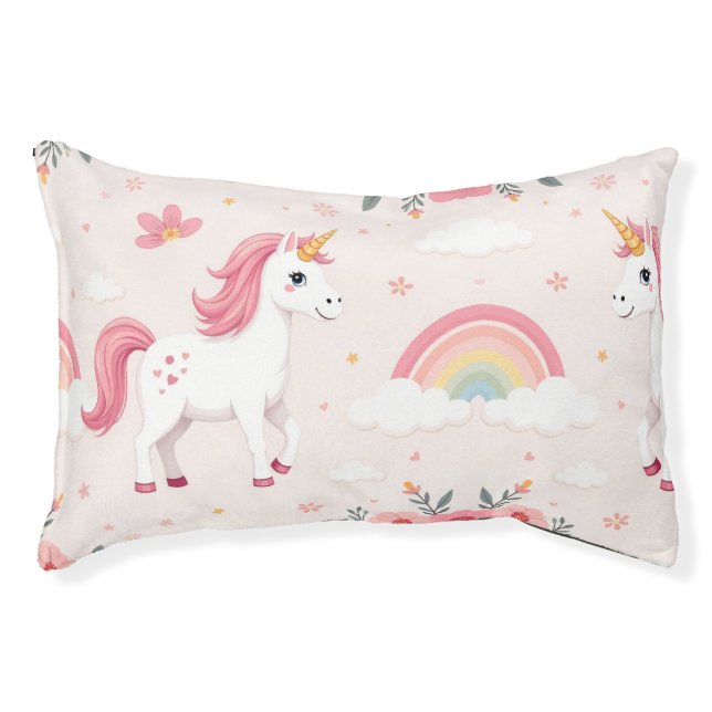 Dreamy Unicorns, Rainbows, Flowers, Cute Pet Bed (Front)