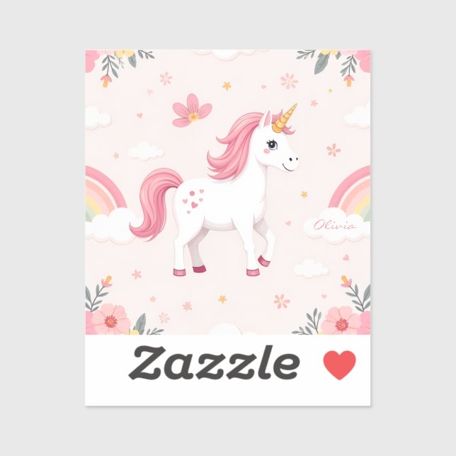Dreamy Unicorns, Rainbows, Flowers, Cute Sticker (Sheet)