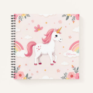 Dreamy Unicorns, Rainbows, Flowers, Girly Notebook