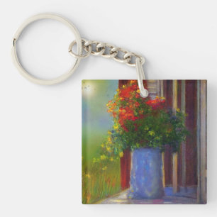 Dreamy Vase of Flowers Plastic Acrylic Keychain