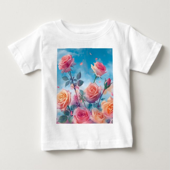 Dreamy Vibrant Roses Baby T-Shirt (Front)