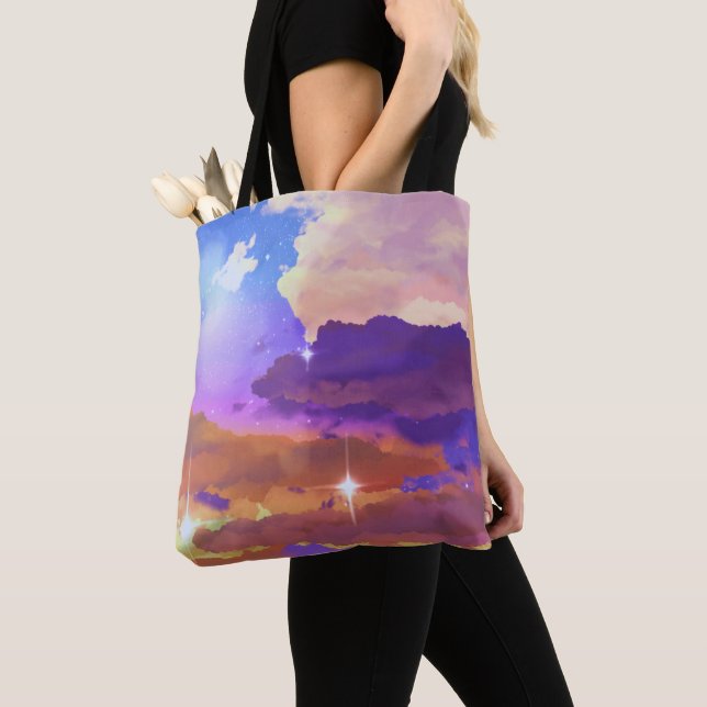 Dreamy Vibrant Sunset Sky Medium Tote Bag (Close Up)