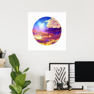 Dreamy Vibrant Sunset Sky Wall Art Print