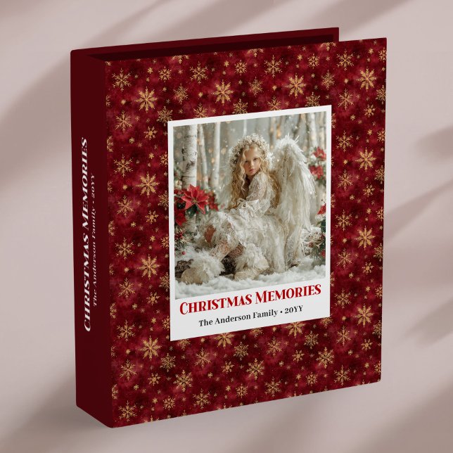 Dreamy Victorian Angel Floral Red Holiday Album 3 Ring Binder (Dreamy Victorian Angel Floral Red Holiday ring binder)