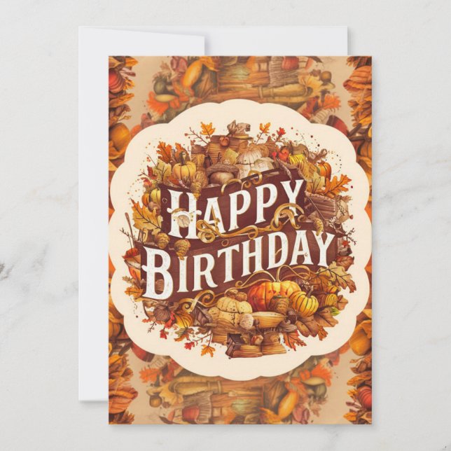 Dreamy Warm Woodland Autumn Fall Happy Birthday Card (Front)