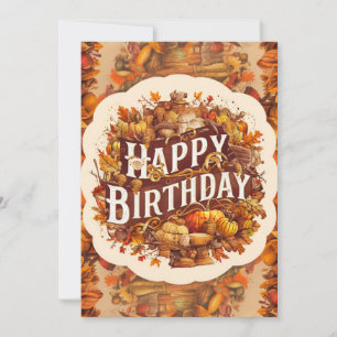 Dreamy Warm Woodland Autumn Fall Happy Birthday Card
