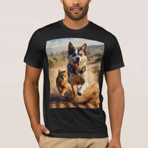 Dreamy Watercolor a dog and cat T_Shirts