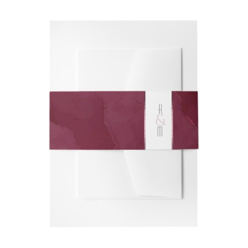 Dreamy Watercolor Abstract Wedding Burgundy ID817 Invitation Belly Band