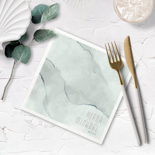 Dreamy Watercolor Abstract Wedding GreenBl ID817 Napkins