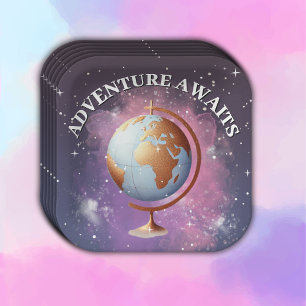 Dreamy Watercolor Adventure Awaits Baby Shower Paper Plates