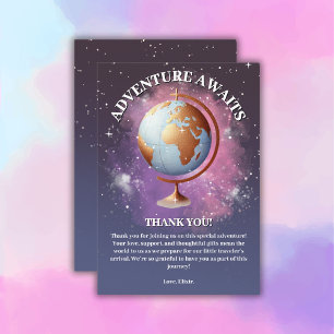 Dreamy Watercolor Adventure Awaits Baby Shower Thank You Card