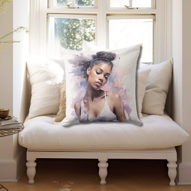 Dreamy Watercolor Ballerina Throw Pillow (Creator Uploaded)