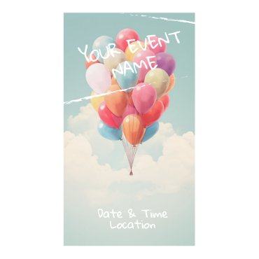 Dreamy Watercolor Balloon Bouquet Sky Birthday Digital Templates