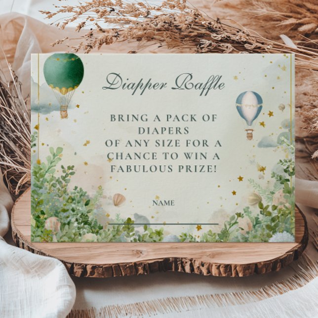 Dreamy Watercolor Balloon Diapper Raffle  Enclosure Card (Creator Uploaded)