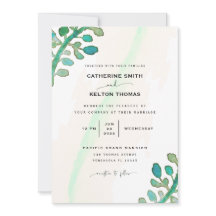 Dreamy Watercolor Elegant Greenery Wedding Invitat