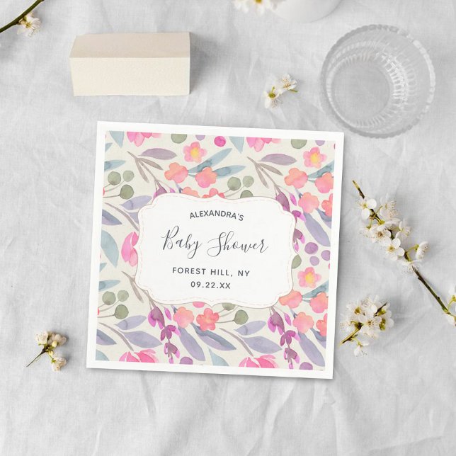 Dreamy Watercolor Floral | Baby Shower Napkins (Creator Uploaded)