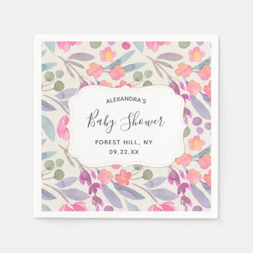 Dreamy Watercolor Floral  Baby Shower Napkins