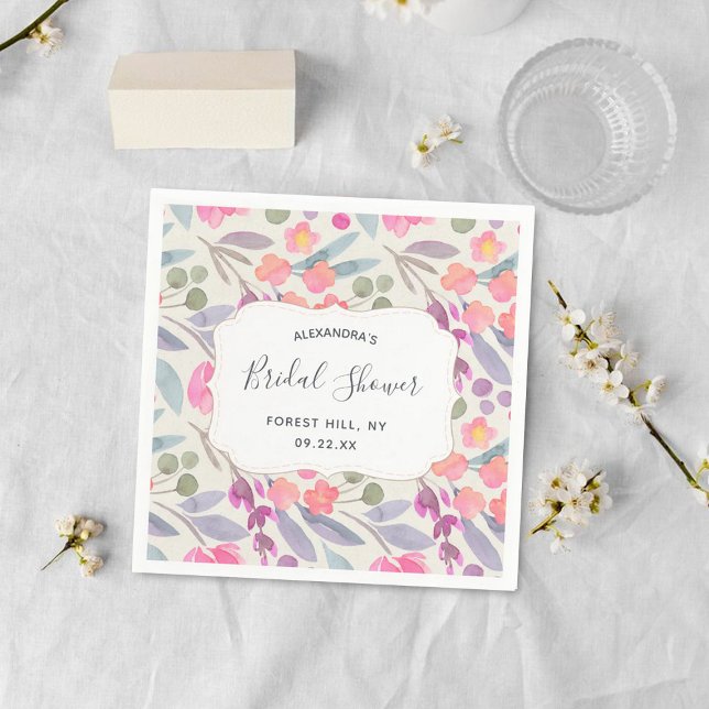 Dreamy Watercolor Floral | Bridal Shower Napkins (Creator Uploaded)