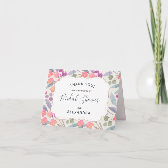 Dreamy Watercolor Floral | Bridal Shower Thank You (Front)