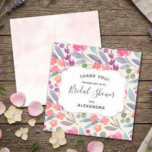 Dreamy Watercolor Floral Bridal Shower Thank You Card