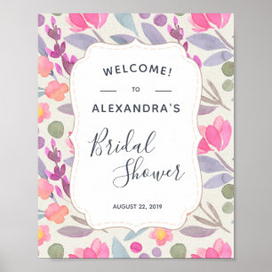 Dreamy Watercolor Floral   Bridal Shower Welcome Poster
