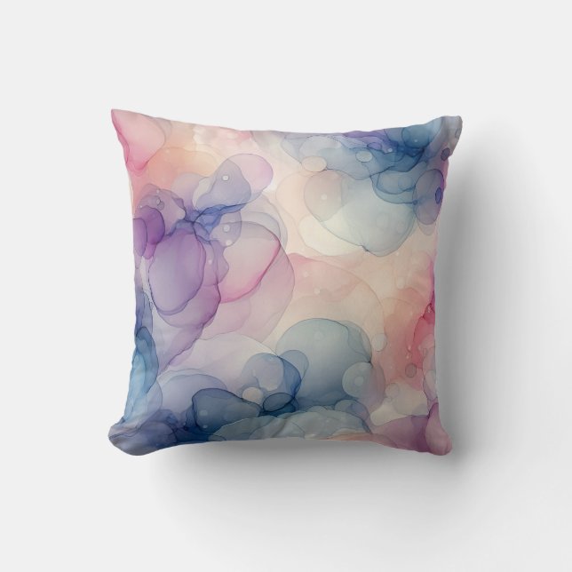 Dreamy Watercolor Ink Art Throw Pillow (Front)