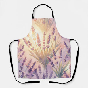 Dreamy Watercolor Lavender Purple Floral Pattern Apron