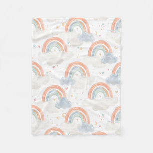 Dreamy Watercolor Pastel Nursery Blanket   Rainbow