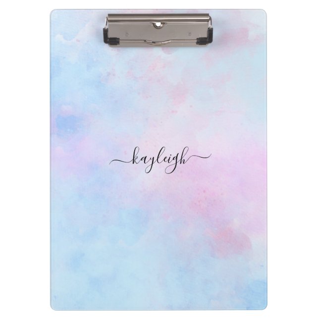 Dreamy Watercolor Pink Blue Turquoise Clipboard (Front)