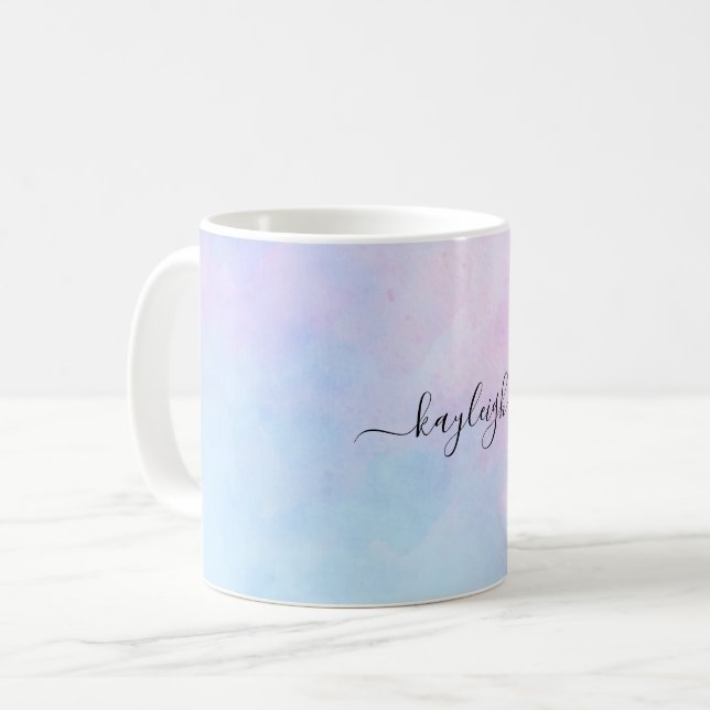 Dreamy Watercolor Pink Blue Turquoise Coffee Mug (Front Left)