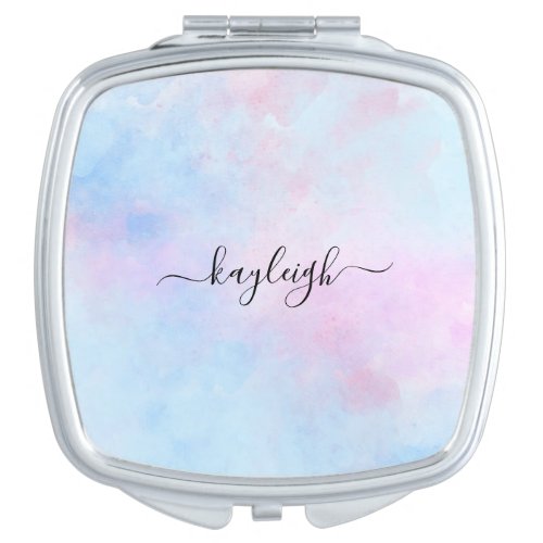 Dreamy Watercolor Pink Blue Turquoise Compact Mirror