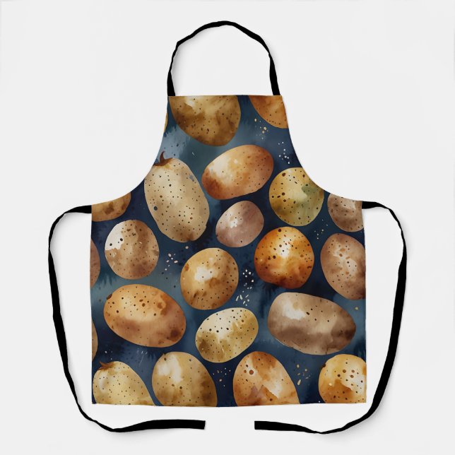 Dreamy Watercolor Potatoes in Gentle Ethereal Hues Apron (Front)