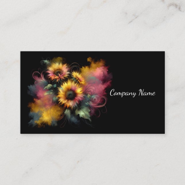 Dreamy Watercolor Sunflowers Business Card (Front)
