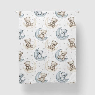 Dreamy Watercolor Teddy Bear on the Moon Blackout Curtains