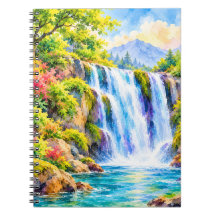 Dreamy Watercolor Waterfall Paradise