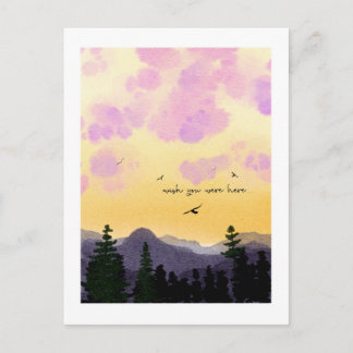 Dreamy Watercolor “Wish You Were Here” Postcard 