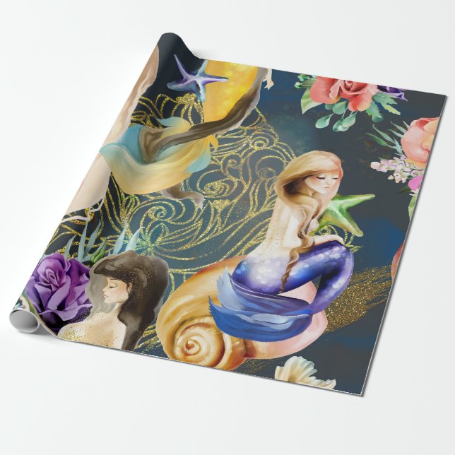 Dreamy watercolour Mermaid   Wrapping Paper (Unrolled)
