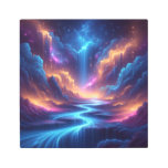 Dreamy Waterfalls Descending into Cosmic Night Metal Print