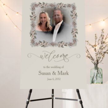 Dreamy Wedding Beige Rose Watercolor Sign by TrudyWilkerson at Zazzle
