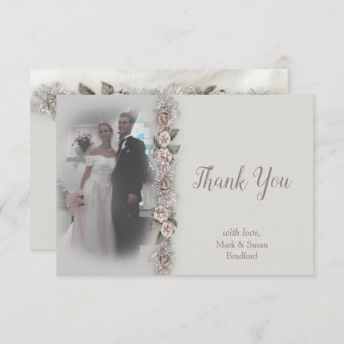 Dreamy Wedding Beige Roses Photo Insert Thank You 