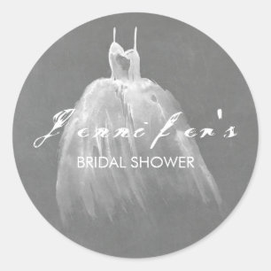 Dreamy Wedding Dress Bridal Shower Classic Round Sticker