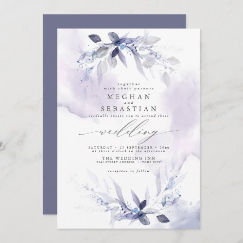Dreamy Wedding Watercolor Plum Invitation